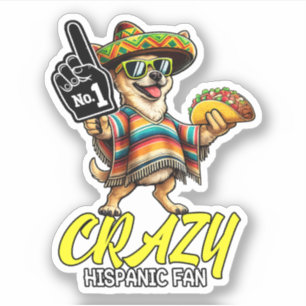 Verrückter hispanischer Fan - Lustiger Chihuahua M Aufkleber