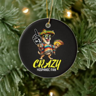 Verrückter hispanischer Fan - Lustiger Chihuahua M Keramik Ornament