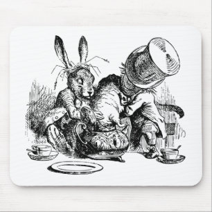 Verrückter Hutmacher und März-Hase tauchen die Has Mousepad