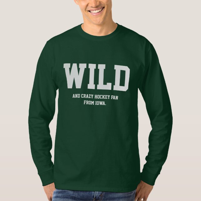 Verrückter Iowa-Hockey-Fan-lange Hülse T-Shirt (Vorderseite)