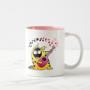 Verrückter Katzen-Gitarrist Zweifarbige Tasse