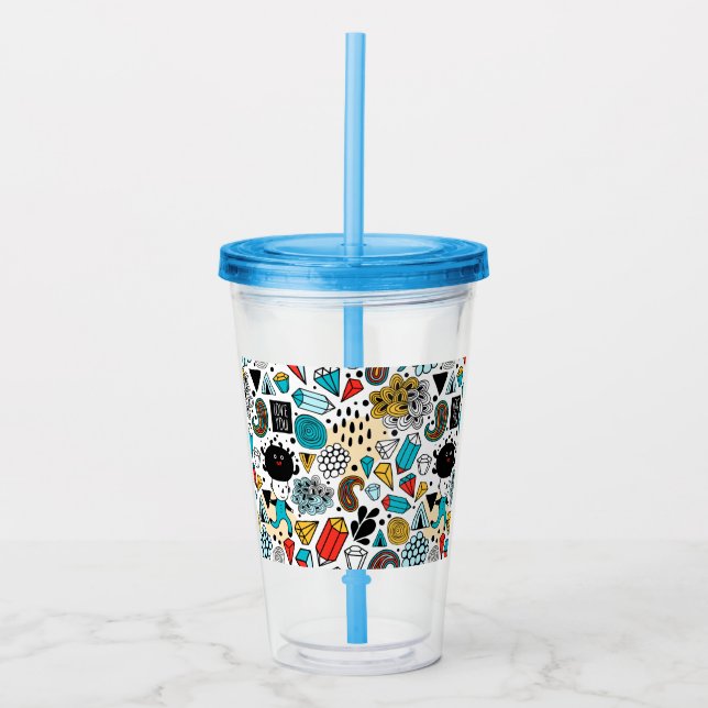 verrückter Kopf Acryltrinkbecher (Vorderseite)
