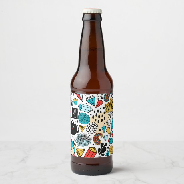 verrückter Kopf Bierflaschenetikett (Vorderseite)