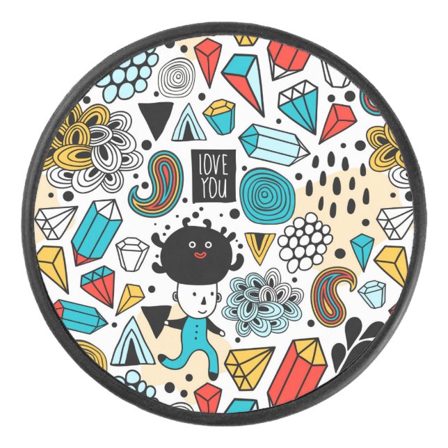 verrückter Kopf Eishockey Puck (Vorderseite)