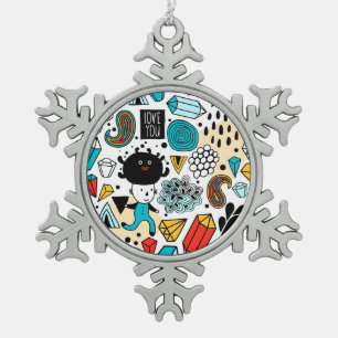 verrückter Kopf Schneeflocken Zinn-Ornament