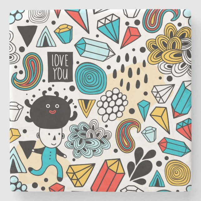 verrückter Kopf Steinuntersetzer (Vorderseite)