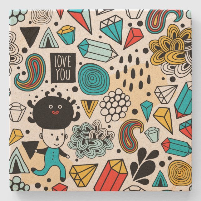 verrückter Kopf Steinuntersetzer (Vorderseite)