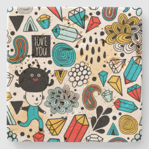 Verrückter Kopf Steinuntersetzer