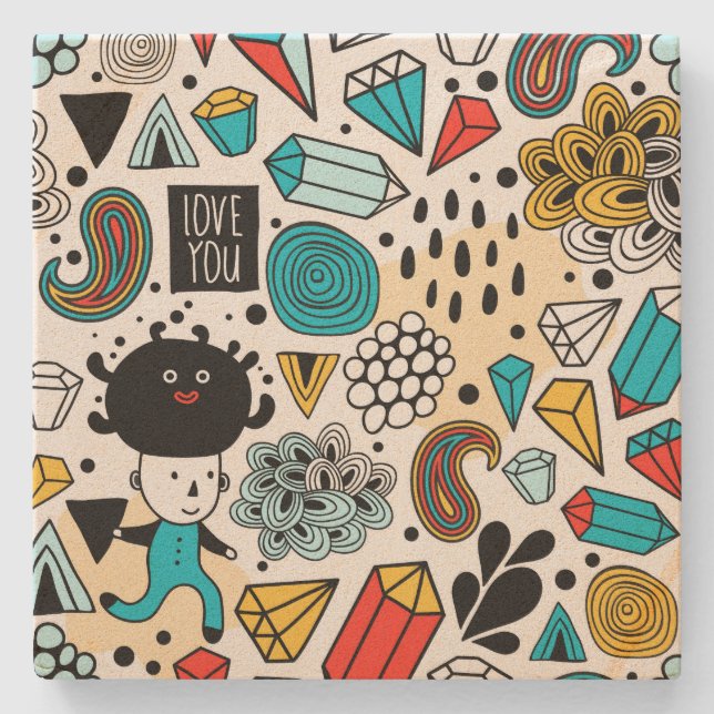 verrückter Kopf Steinuntersetzer (Vorderseite)