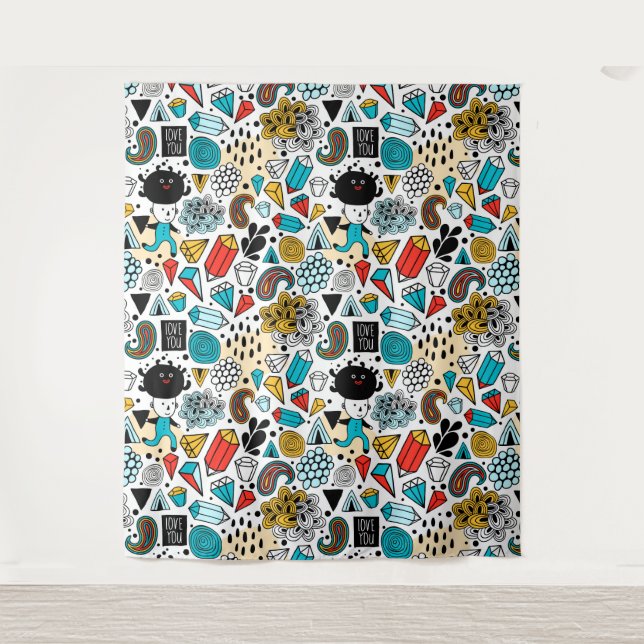 verrückter Kopf Wandteppich (Vorderseite)