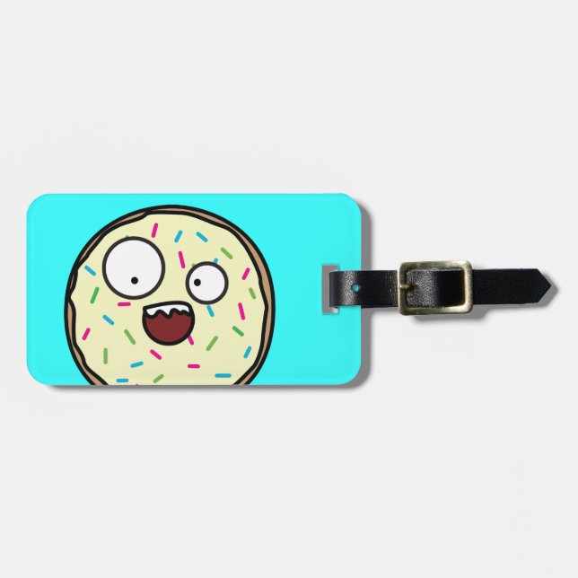 Verrückter Krapfen besprüht die Vanille, die süßen Gepäckanhänger (Vorderseite horizontal)