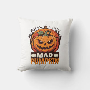 Verrückter Kürbis Halloween Vintage Gravur Design_ Kissen