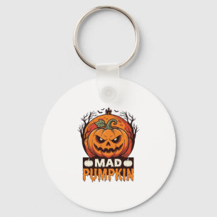 Verrückter Kürbis Halloween Vintage Gravur Design_ Schlüsselanhänger