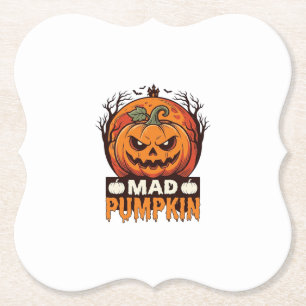 Verrückter Kürbis Halloween Vintage Gravur Design_ Untersetzer