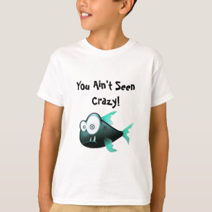 Verrückter Piranha, komisches lustiges Cartoon-Fis T-Shirt