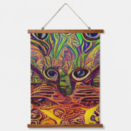 verrückter psychedelischer Kool Katz 23 Wandteppich Mit Holzrahmen
