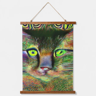verrückter psychedelischer Kool Katz 37 Wandteppich Mit Holzrahmen