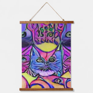 verrückter psychedelischer Kool Katz 40 Wandteppich Mit Holzrahmen