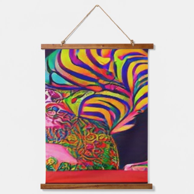 verrückter psychedelischer Kool Katz 7 Wandteppich Mit Holzrahmen (Vorderseite)