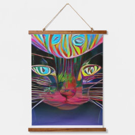 verrückter psychedelischer Kool Katz 8 Wandteppich Mit Holzrahmen