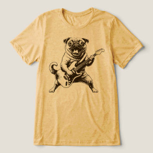 Verrückter Rockstar-Mops-Hund zerfetzt E-Gitarre Tri-Blend Shirt