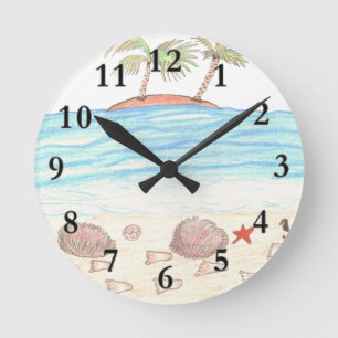 Verrückter Strand Runde Wanduhr