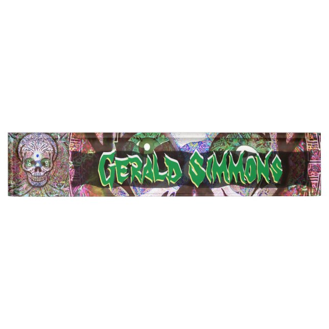 Verrückter und wilder Zuckerschädel Namensplakette (Vorderseite)