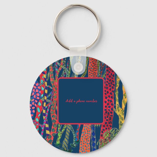 verrückter Waldspass, farbiger Bezeichner Schlüsselanhänger (Vorderseite)