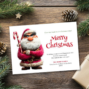 Verrückter Weihnachtsmann benutzerdefinierter Comi Feiertagskarte