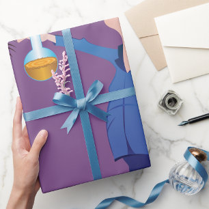 Verrückter Wissenschaftler hält Becher Spaß Wissen Geschenkpapier