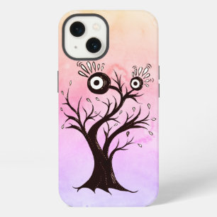 Verrücktes Baumkreatur-Tinten-Kunst Rosa Fantasy iPhone 13 Hülle