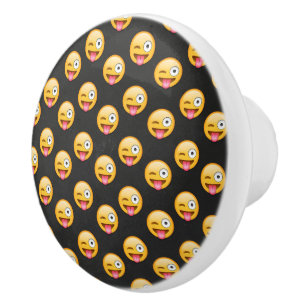 Verrücktes Gesicht Emoji Keramikknauf
