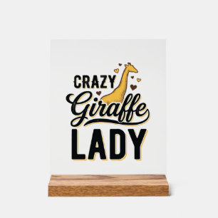 Verrücktes-Giraffen-Dame-Vintage-Stich-Shirt-Desig Acrylschild