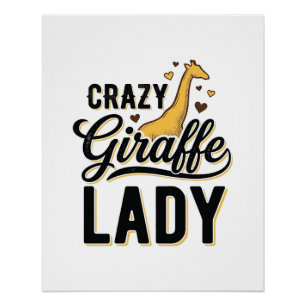 Verrücktes-Giraffen-Dame Vintage-Stich-Shirt-Desig Poster