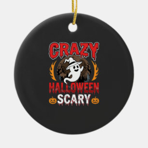 Verrücktes Halloween Gruseliges Gespenst und Kürbi Keramik Ornament