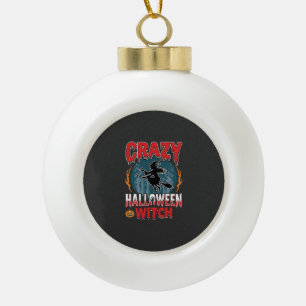 Verrücktes Halloween Hexe Fliegender Besen Horror Keramik Kugel-Ornament