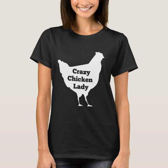 Verrücktes Huhn-Damenweiß T-Shirt (Vorderseite)
