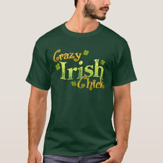 Verrücktes irisches Küken-lustiger T - Shirt Retro