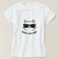 Verrücktes-Katzen-Dame-Shirt mit Sonnenbrille Katz