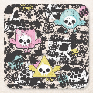 Verrücktes Vogelmuster Rechteckiger Pappuntersetzer