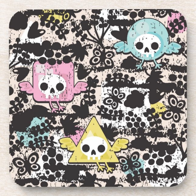 Verrücktes Vogelmuster Untersetzer (Vorderseite)