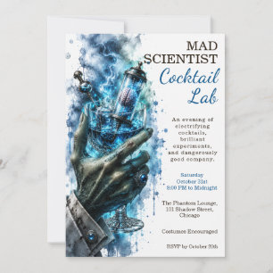 Verrücktes Wissenschaftler-Cocktail-Lab-Halloween- Einladung