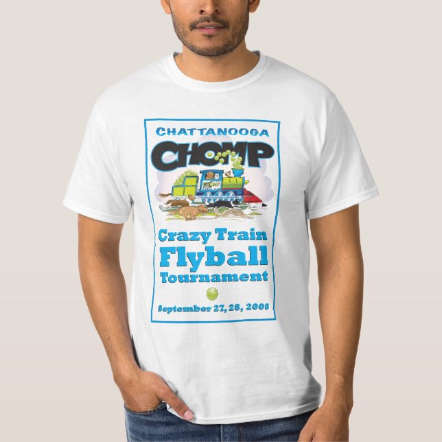 Verrücktes Zug Flyball Turnier T-Shirt (Vorderseite)