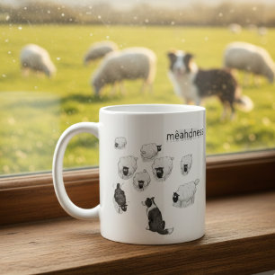 Verrücktheit Lustiger Schafhund Stift-Skizze Carto Kaffeetasse