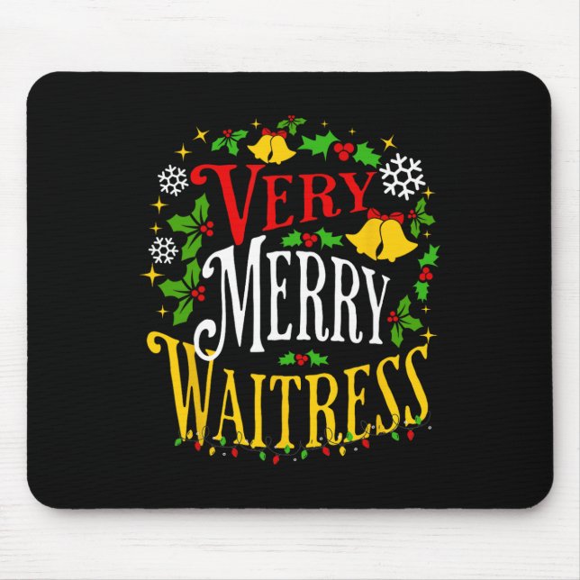 Verry Merry Waitress Weihnachtsserver Paja Mousepad (Vorne)