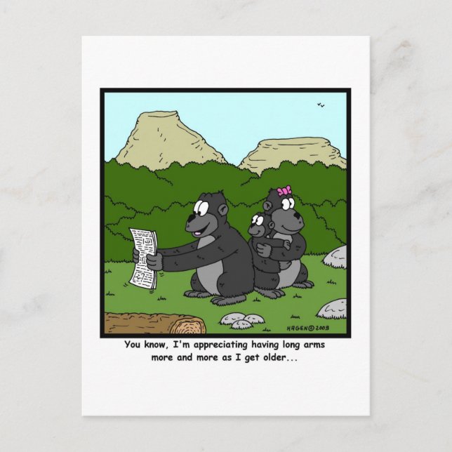 Versagend Sehvermögen: Gorilla Cartoon Postkarte (Vorderseite)
