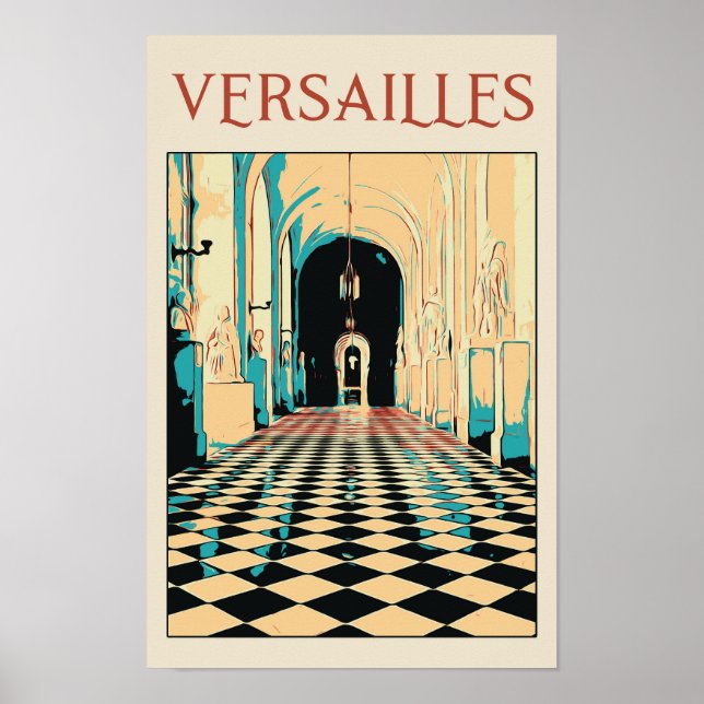 Versailles château Illustration Frankreich Postcar Poster (Vorne)