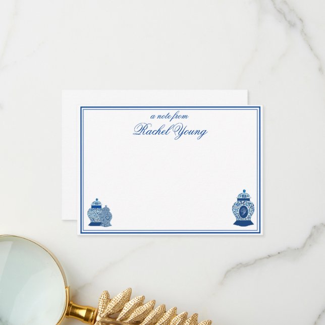 Versailles Chinoiserie Ginger Jar Monogram Z Dankeskarte (Vorderseite/Rückseite Beispiel)