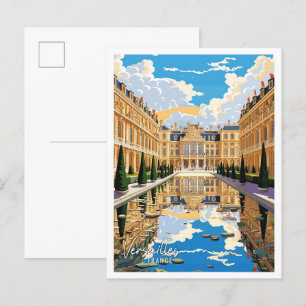 Versailles France Art Vintage Reise Illustration Postkarte