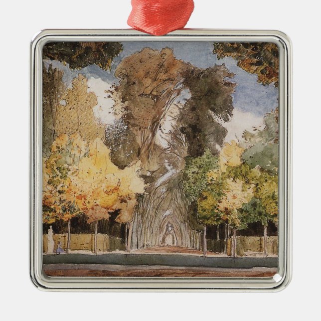 Versailles Park im Herbst (von Konstantin Somov) Ornament Aus Metall (Vorne)